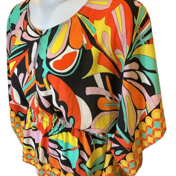 BOLD elements Multicolor Abstract Women's Blouse Boho Kimono style size M - Picture 5 of 10